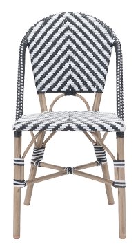 Set of 2 Black and White Outdoor Patio Chairs - Paris