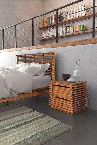 Ultra-Modern Brown Two-Drawer Nightstand - Linea