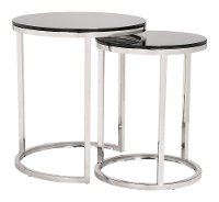 Stainless Steel and Black Nesting Coffee Table Set - Rem-5