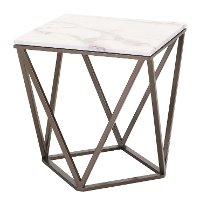 Contemporary Geometric Stone and Brass End Table - Tintern-3