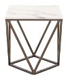 Contemporary Geometric Stone and Brass End Table - Tintern-4