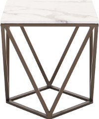 Contemporary Geometric Stone and Brass End Table - Tintern-4