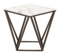 Contemporary Geometric Stone and Brass End Table - Tintern-5