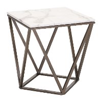 Contemporary Geometric Stone and Brass End Table - Tintern-7