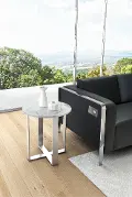 Modern Marble and Stainless Steel End Table - Atlas