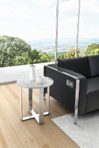Modern Marble and Stainless Steel End Table - Atlas