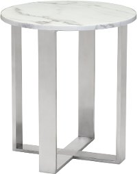 Modern Marble and Stainless Steel End Table - Atlas-2