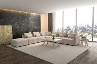 Architectural Washed Brown Wood Coffee Table - Beaumont