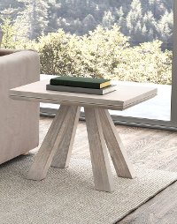 Architectural Washed Brown Wood End Table - Beaumont
