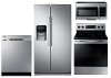 KIT Samsung 4 Piece Electric Kitchen Appliance Package with 25 cu. ft. Side by Side Refrigerator - Stainless Steel
