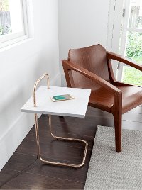 Gold and Gray End Table with Wireless Charging - Essex