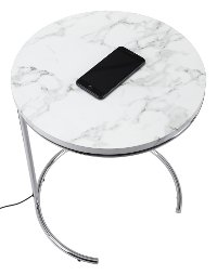 Contemporary Marble End Table with Wireless Charging - Kensington-2