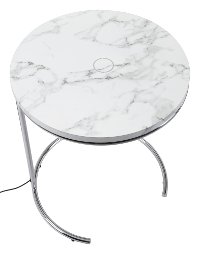 Contemporary Marble End Table with Wireless Charging - Kensington-7