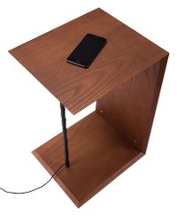 Contemporary Wooden End Table with Wireless Charging - Chester-2