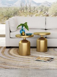 Contemporary Brass Round Accent Table - Kendal