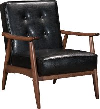 Black Leatherette Accent Chair - Rocky