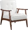 White Leatherette Accent Chair - Rocky