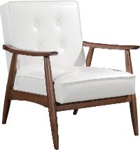 White Leatherette Accent Chair - Rocky