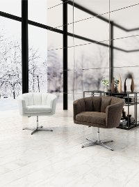 Vintage Modern White Swivel Lounge Chair - Wilshire-4