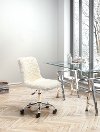 Ivory White Sherpa Office Chair - Coco