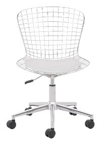 Wired Chrome and White Office Chair - Wire Office-3