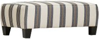 Classic Off White and Indigo Striped Ottoman - Belfast