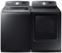KIT Samsung Top Load Washer and Dryer Set - Black Stainless Steel Gas