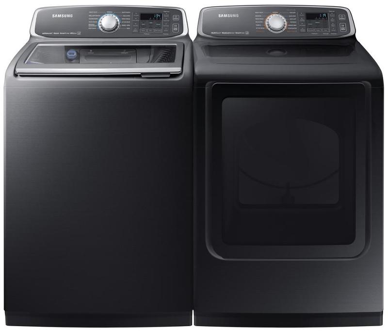 Samsung Top Load Washer and Dryer Set - Black Stainless Steel Gas | RC Black Stainless Steel Samsung Washer And Dryer