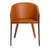 Cognac Brown and Black Leather Dining Chair - Pallas