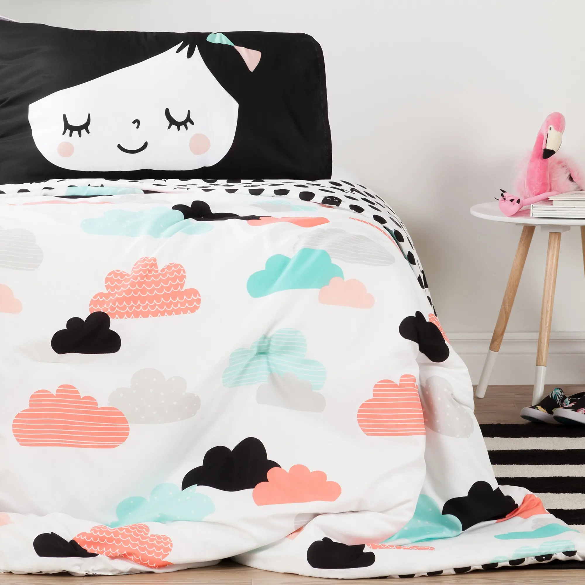 100344 Black and White Full Night Garden Bedding Collection - Dreamit-1