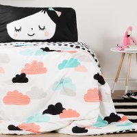 100344 Black and White Full Night Garden Bedding Collection - Dreamit