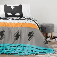 100345 Black and White Full Superheroes Bedding Collection - Dreamit