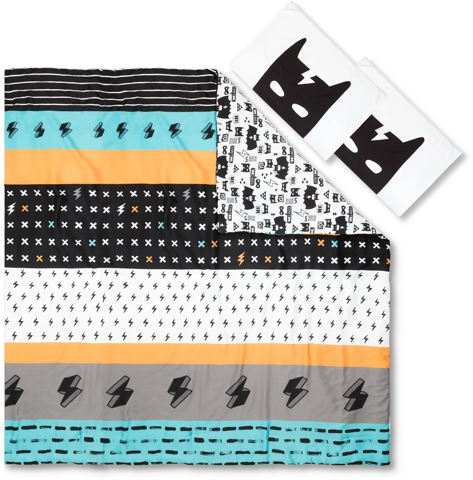 100345 Black and White Full Superheroes Bedding Collection - Dreamit-2