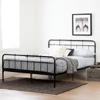 11683 Versa Black Industrial Metal Queen Platform Bed