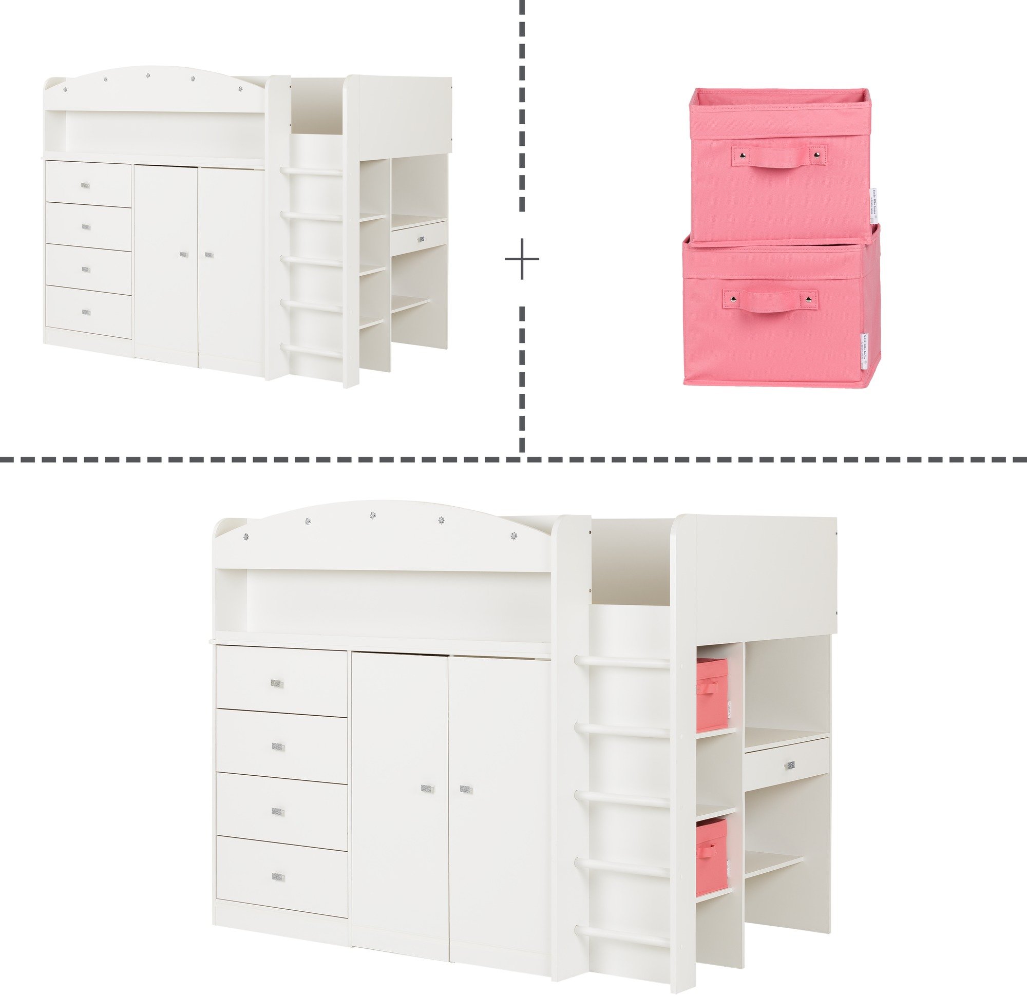 10523 Tiara White Twin Loft Bed-3