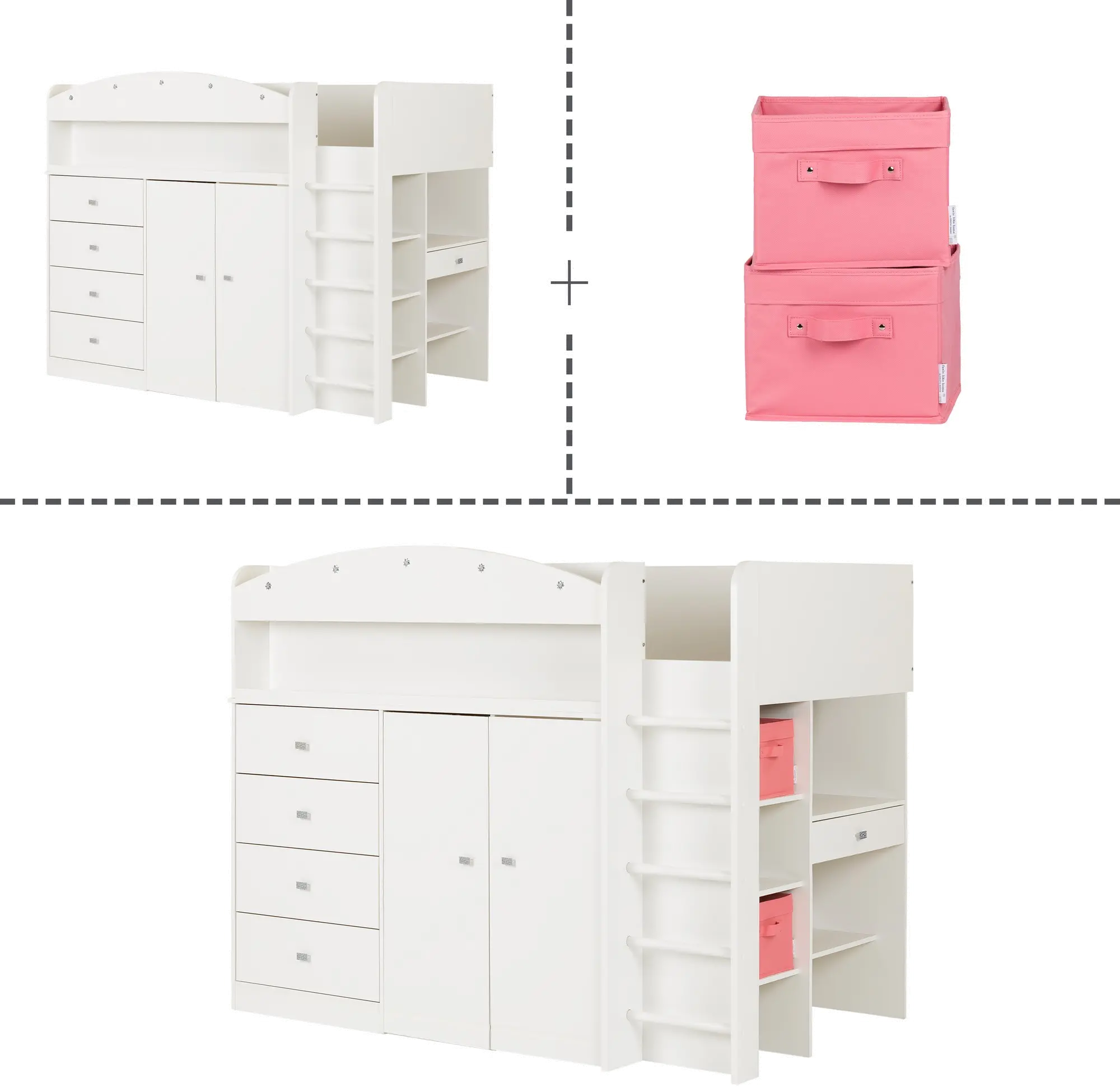 10523 Tiara White Twin Loft Bed-3