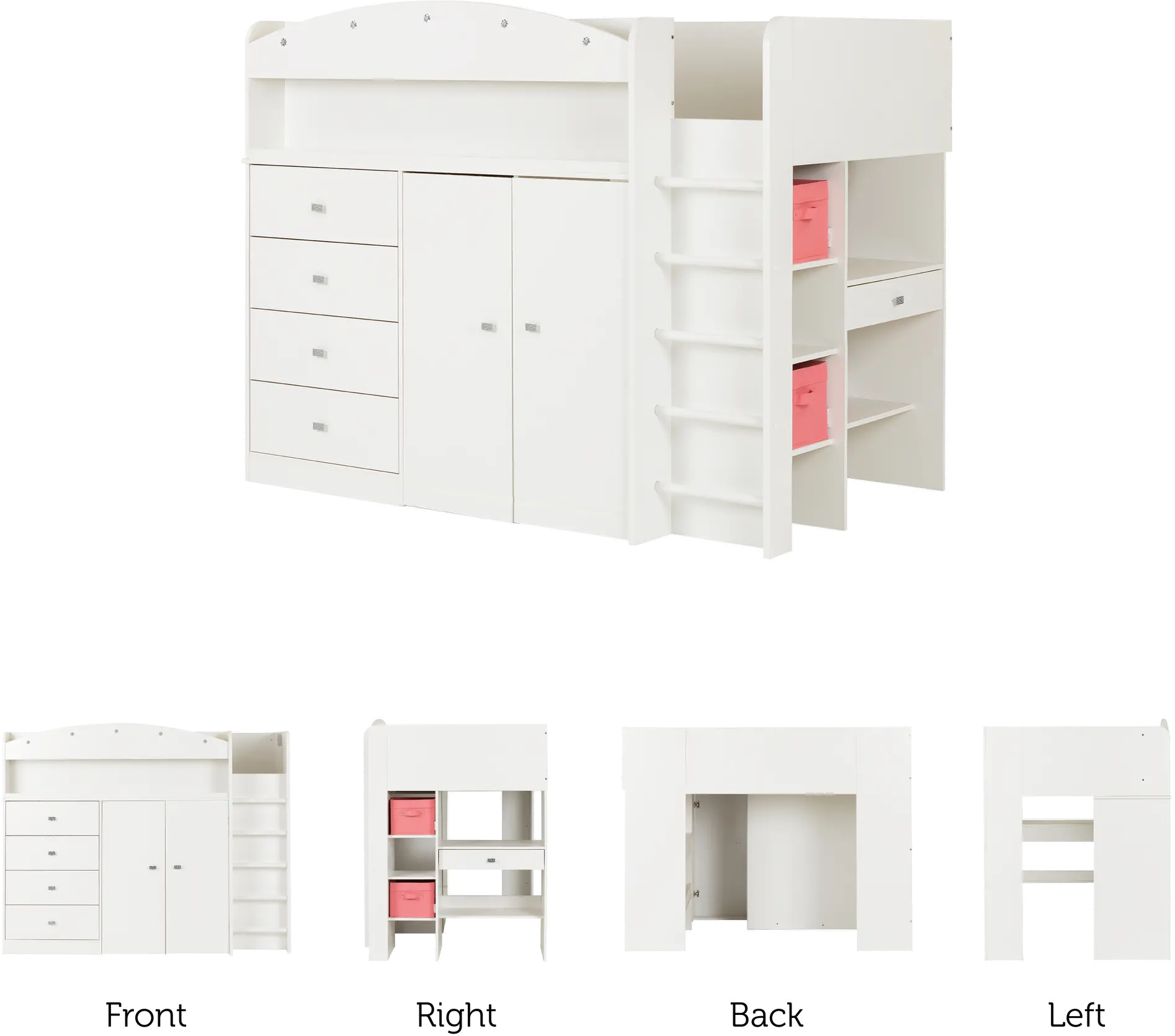 10523 Tiara White Twin Loft Bed-4