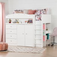 10523 White Twin Loft Bed - Tiara