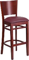 Wood Restaurant Mahogany and Burgundy Bar Stool - Lacey