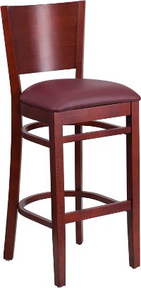 Wood Restaurant Mahogany and Burgundy Bar Stool - Lacey
