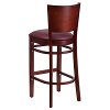 Wood Restaurant Mahogany and Burgundy Bar Stool - Lacey-3