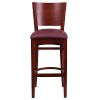 Wood Restaurant Mahogany and Burgundy Bar Stool - Lacey-4
