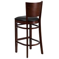 Wood Restaurant Walnut and Black Bar Stool - Lacey-3