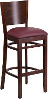 Wood Restaurant Walnut and Burgundy Bar Stool - Lacey