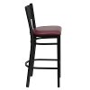 Burgundy and Black Metal Restaurant Barstool - Gridback-2