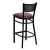 Burgundy and Black Metal Restaurant Barstool - Gridback-3