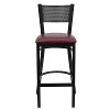 Burgundy and Black Metal Restaurant Barstool - Gridback-4