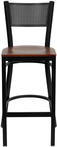 Cherry and Black Metal Restaurant Barstool - Gridback