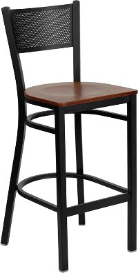 Cherry and Black Metal Restaurant Barstool - Gridback-2