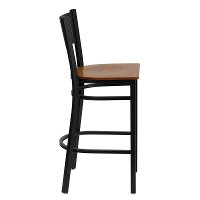 Cherry and Black Metal Restaurant Barstool - Gridback-3